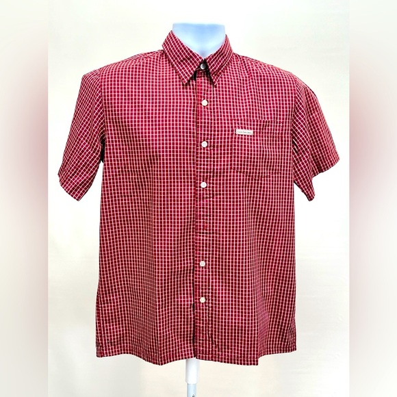 CALVIN KLEIN‎ Men’s Deep red plaid short sleeve shirt size M. - Picture 1 of 8